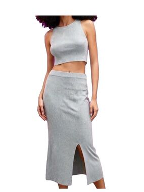 Zara silver ribbed knit set